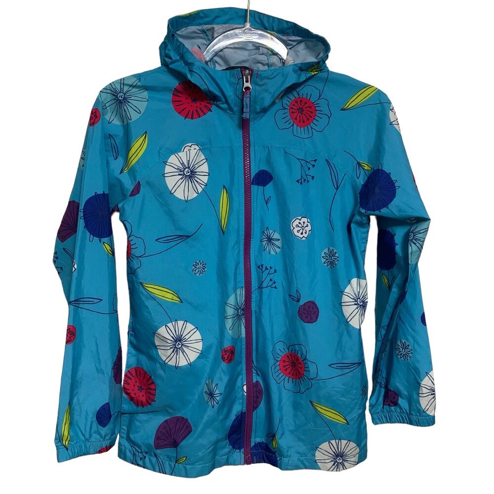 Lands' End Blue Floral Jacket Girls Size M (10-12)